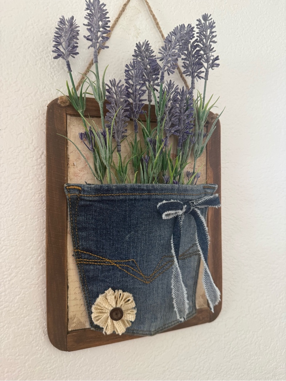 Handmade denim wall pocket